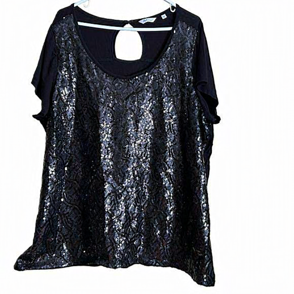 Reitmans women’s black‎ sequins short sleeve top 3x